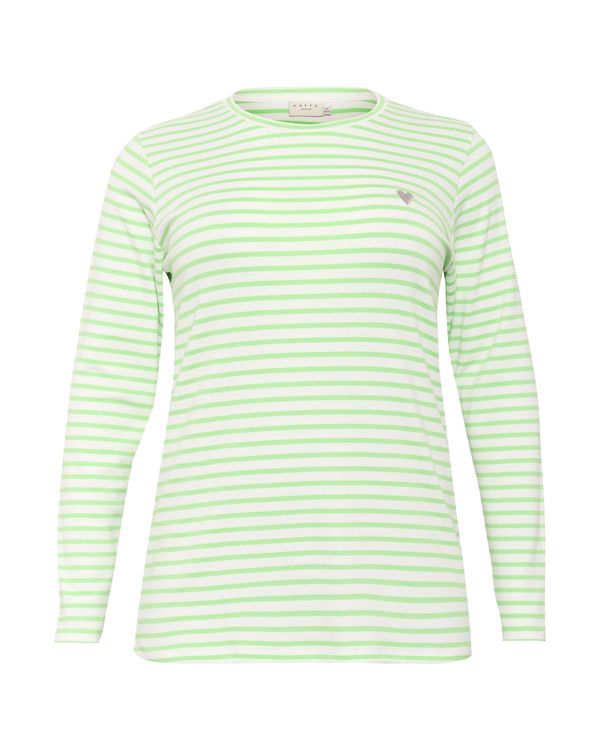 KAFFE CURVE KAFFE CURVE Majica 'Lia'  svetlo zelena / bela