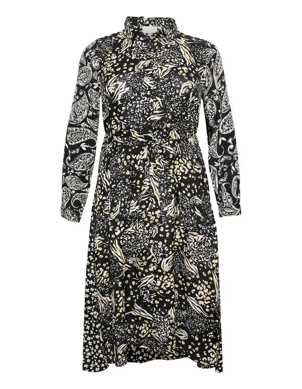 KAFFE CURVE KAFFE CURVE Obleka 'Lila'  črna / bela