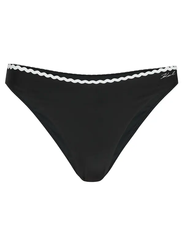 Karl Lagerfeld Karl Lagerfeld Bikini hlačke 'Scallop'  črna / bela