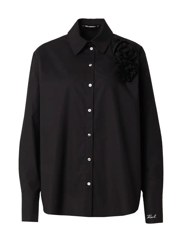 Karl Lagerfeld Karl Lagerfeld Bluza 'FLOWER POPLIN'  črna