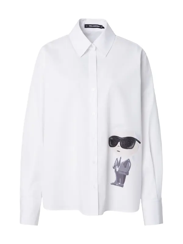 Karl Lagerfeld Karl Lagerfeld Bluza 'IKON AQUARELLE'  svetlo bež / črna / bela