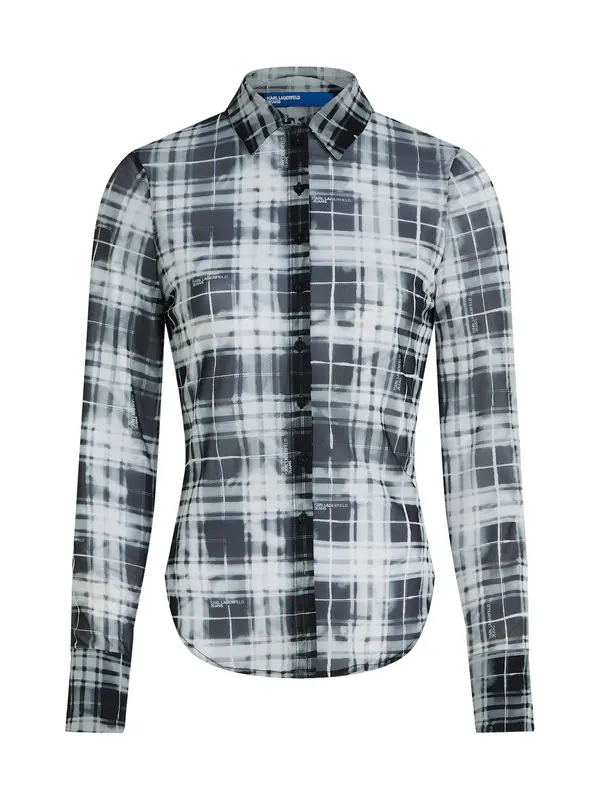 KARL LAGERFELD JEANS KARL LAGERFELD JEANS Bluza 'Check Mesh'  črna / bela