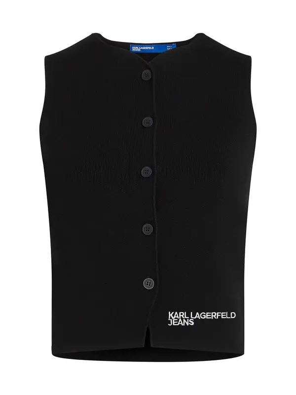 KARL LAGERFELD JEANS KARL LAGERFELD JEANS Pleten brezrokavnik  črna / bela