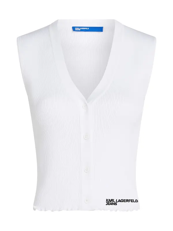 KARL LAGERFELD JEANS KARL LAGERFELD JEANS Pleten brezrokavnik  črna / bela