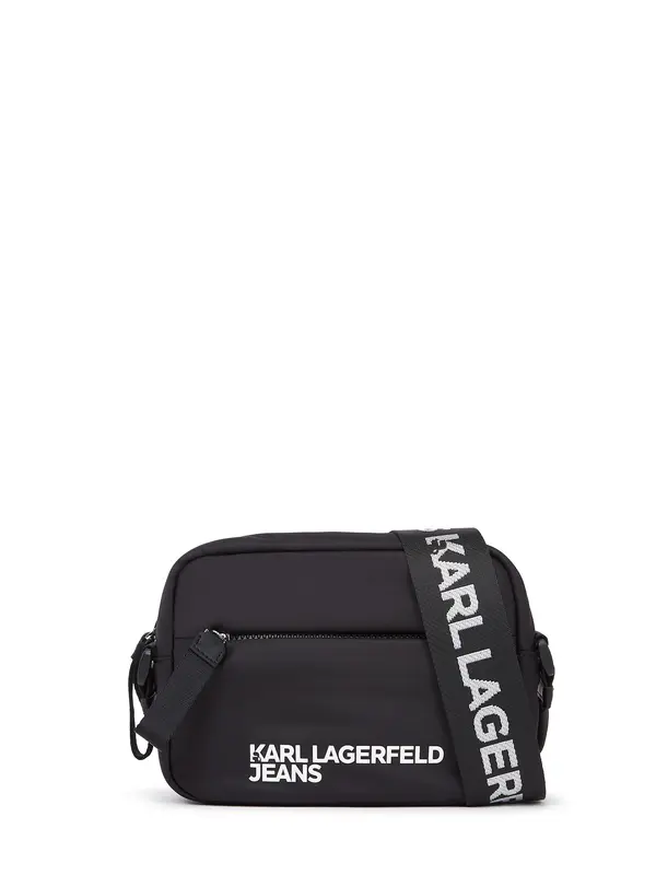 KARL LAGERFELD JEANS KARL LAGERFELD JEANS Torba za čez ramo 'ESSENTIAL'  črna / bela
