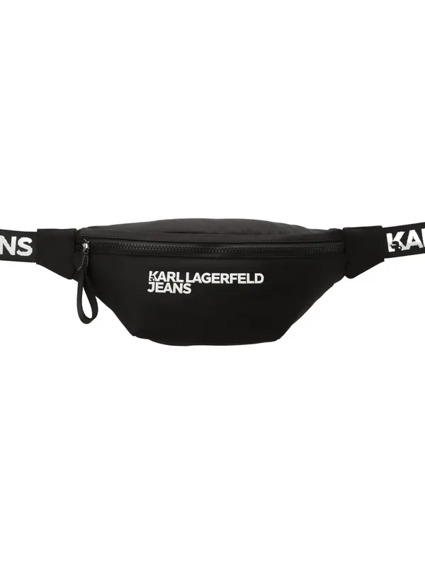 KARL LAGERFELD JEANS KARL LAGERFELD JEANS Torbica za okrog pasu 'ESSENTIAL'  črna / bela