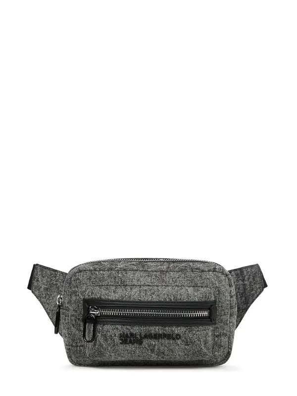 KARL LAGERFELD JEANS KARL LAGERFELD JEANS Torbica za okrog pasu 'Logo'  svetlo siva / črna