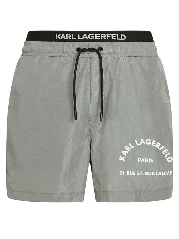 Karl Lagerfeld Karl Lagerfeld Kratke kopalne hlače 'Rue St-Guillaume'  srebrno-siva / bela