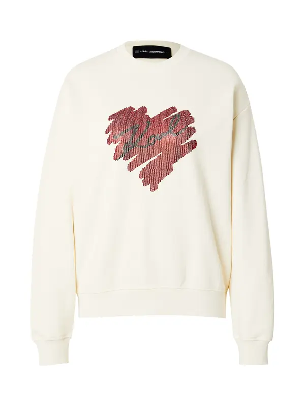 Karl Lagerfeld Karl Lagerfeld Majica 'HEARTS'  kremna / karminsko rdeča / črna