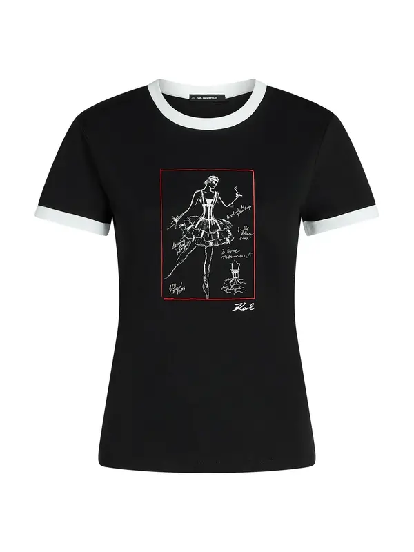 Karl Lagerfeld Karl Lagerfeld Majica 'Le Ballet'  rdeča / črna / bela