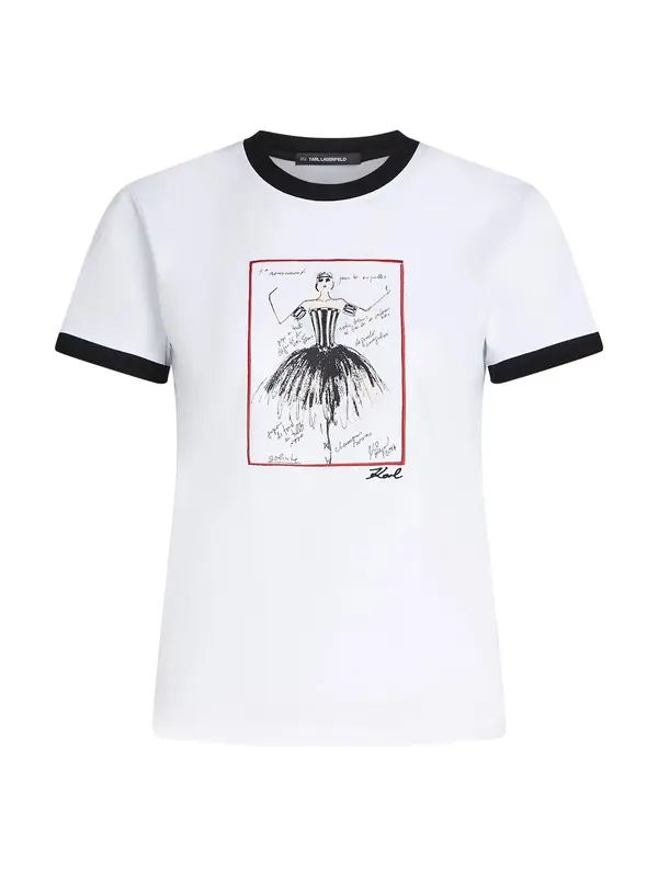 Karl Lagerfeld Karl Lagerfeld Majica 'Le ballet'  rdeča / črna / bela / volneno bela