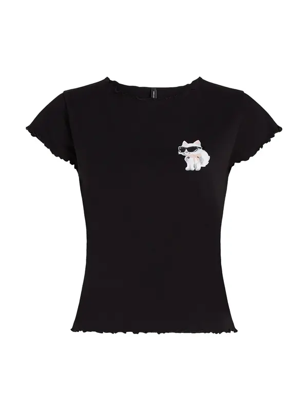 Karl Lagerfeld Karl Lagerfeld Majica za spanje 'Ikon Choupette'  roza / črna / bela