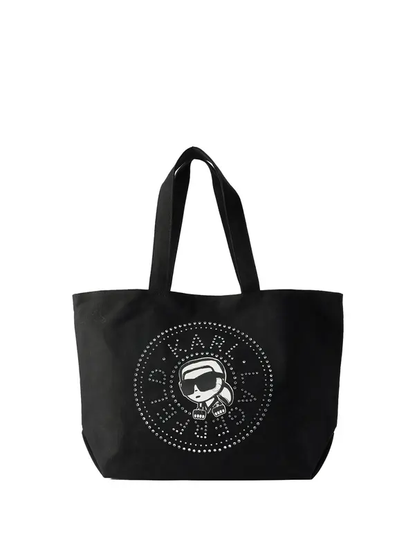Karl Lagerfeld Karl Lagerfeld Nakupovalna torba 'IKON CIRCLE'  črna / srebrna / bela
