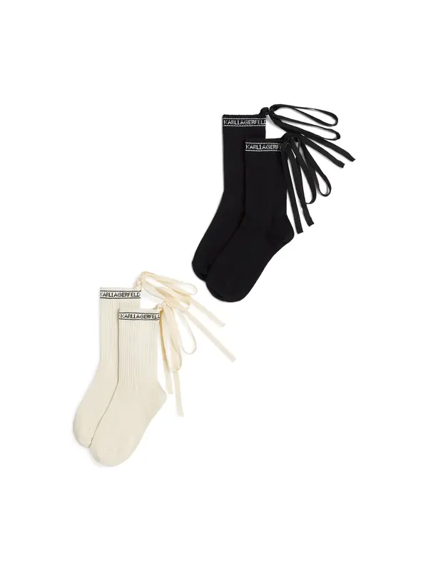 Karl Lagerfeld Karl Lagerfeld Nogavice ' Logo-Schnürsocken - 2er-Packung '  črna