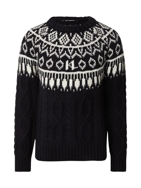 Karl Lagerfeld Karl Lagerfeld Pulover 'Fairisle'  črna / bela