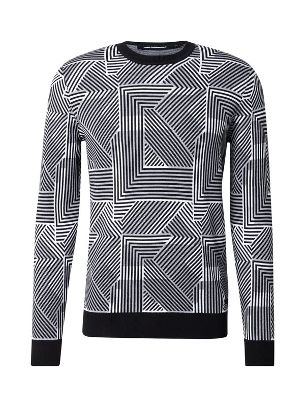 Karl Lagerfeld Karl Lagerfeld Pulover  svetlo siva / črna / bela