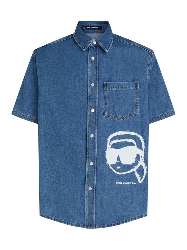 Karl Lagerfeld Karl Lagerfeld Srajca 'Ikon'  moder denim / bela