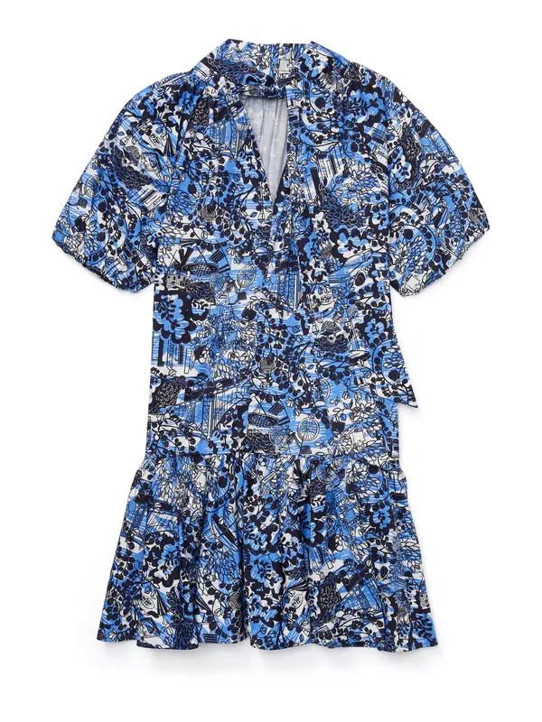 Kate Spade Kate Spade Obleka 'Scenic Stroll Tie-Back Dress'  modra / črna / bela