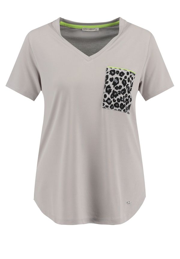 Key Largo Key Largo Majica 'Cat'  mokka / črna / srebrna