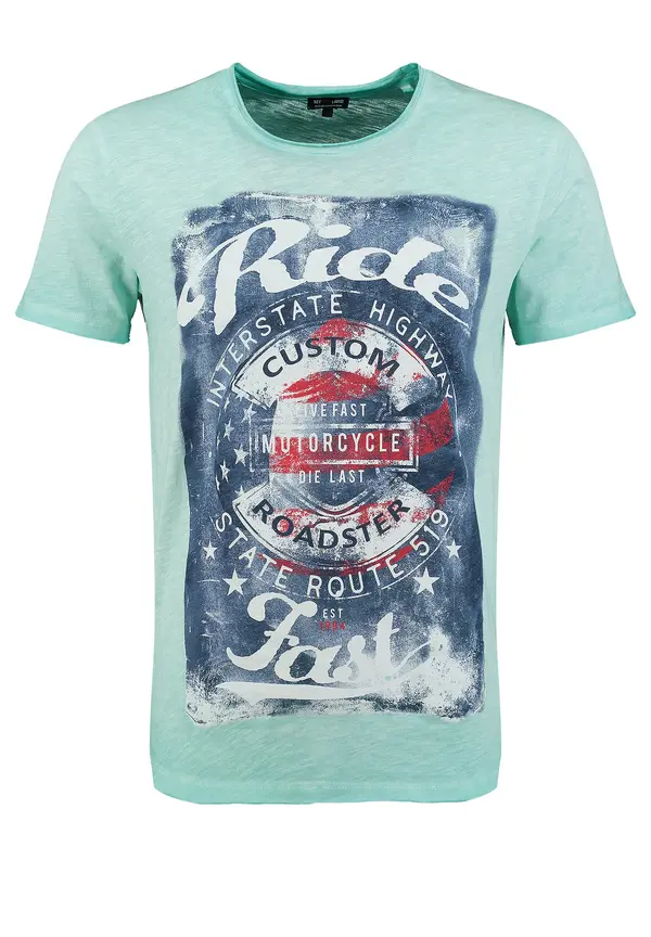 Key Largo Key Largo Majica 'Fast'  moder denim / meta / rdeča