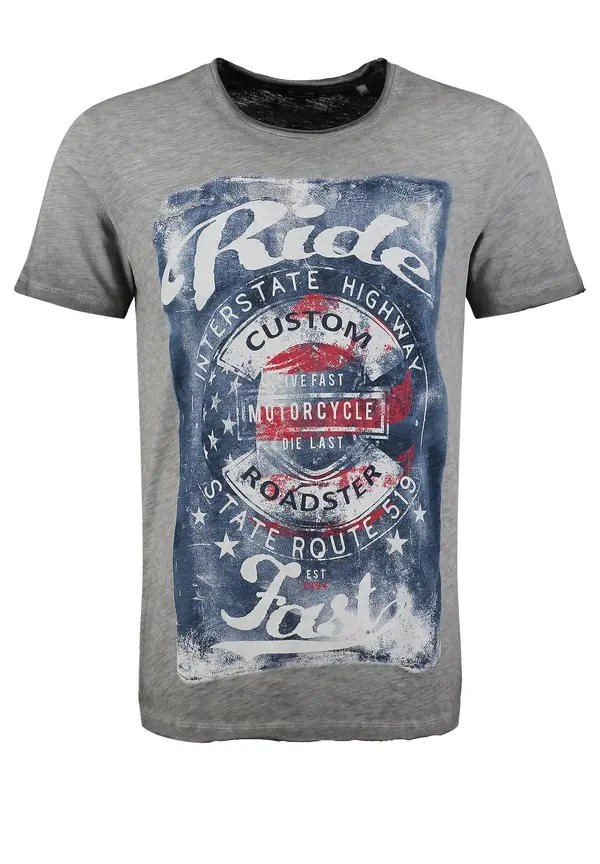 Key Largo Key Largo Majica 'Fast'  moder denim / siva / rdeča / bela