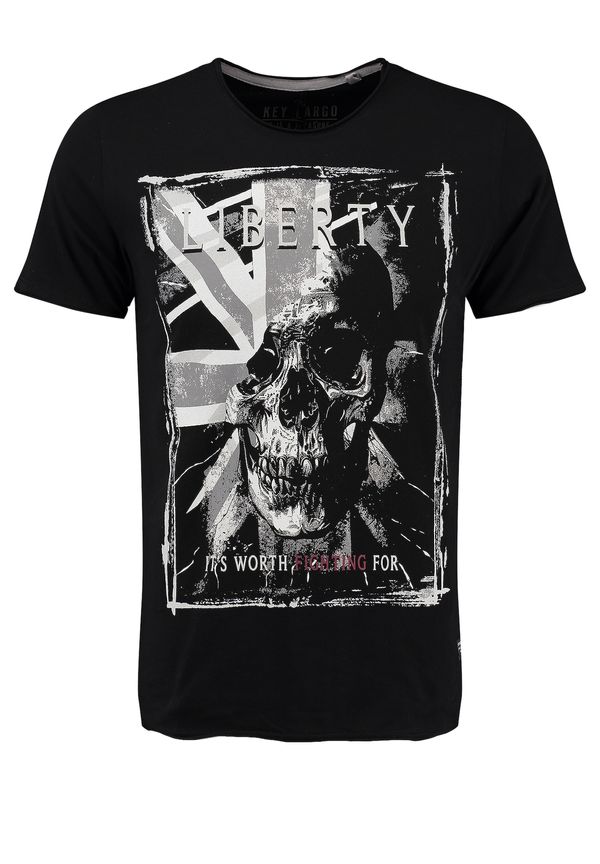 Key Largo Key Largo Majica 'Liberty'  siva / črna / bela