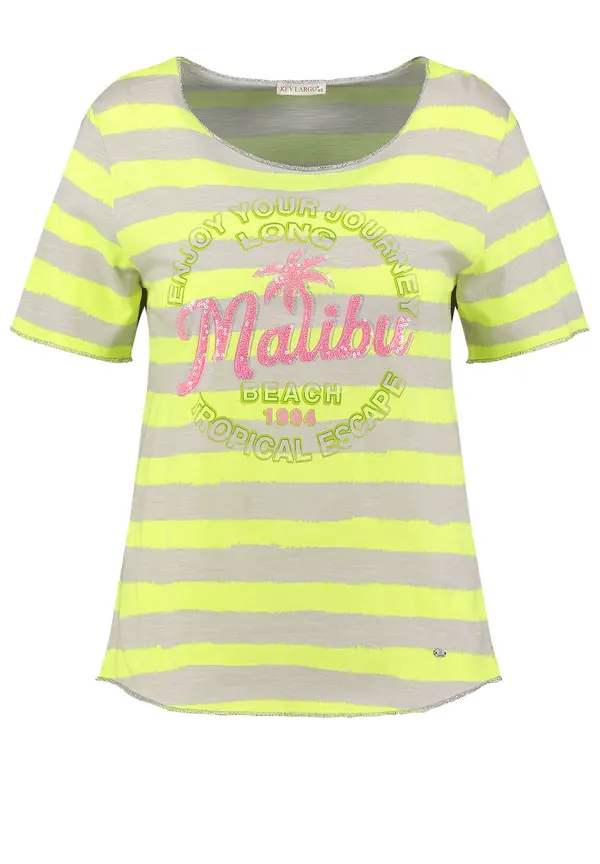 Key Largo Key Largo Majica 'Malibu'  neonsko rumena / pegasto siva / temno zelena / pitaja