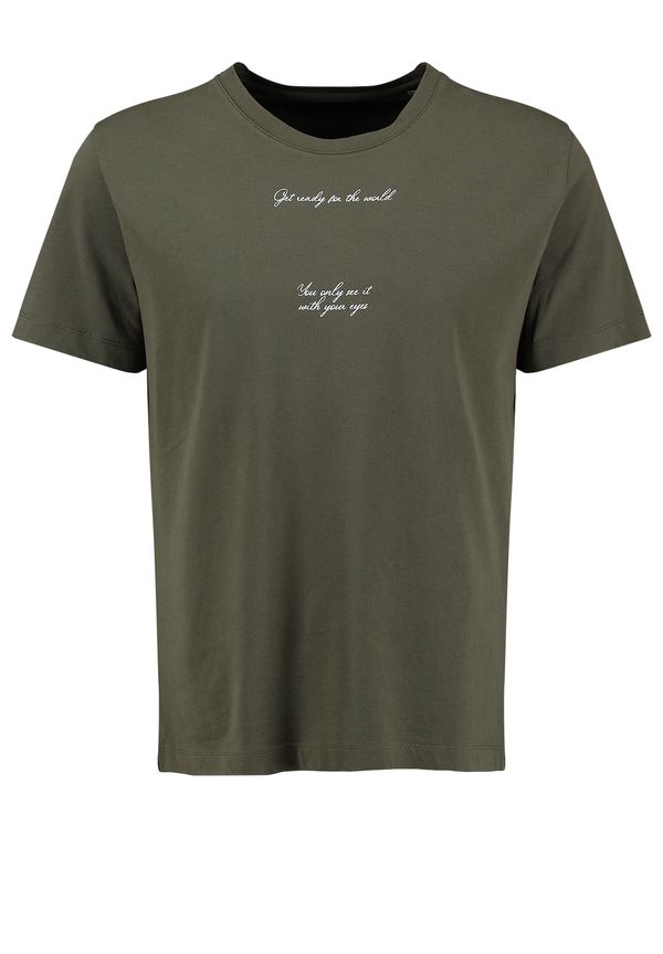 Key Largo Key Largo Majica 'Postcard'  svetlo modra / oliva / losos / bela