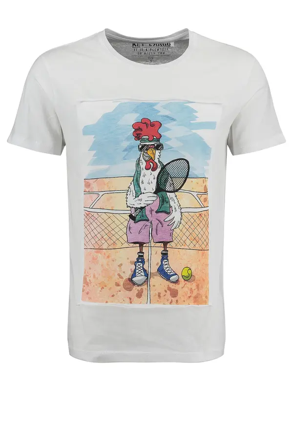 Key Largo Key Largo Majica 'Tennis Chicken'  svetlo modra / svetlo rdeča / črna / bela