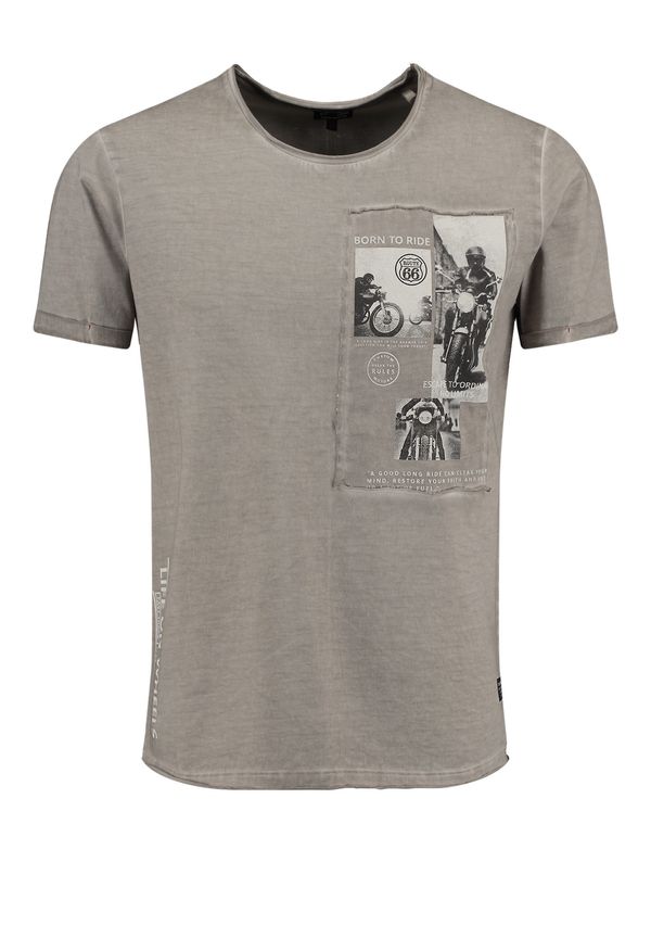 Key Largo Key Largo Majica 'Wheels'  temno bež / siva / črna