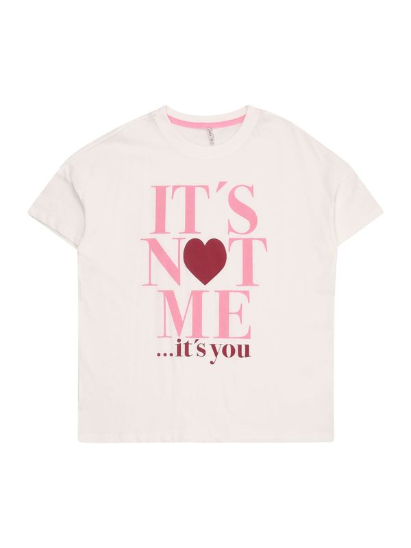 KIDS ONLY KIDS ONLY Majica 'KOGROSA'  roza / vinsko rdeča / bela