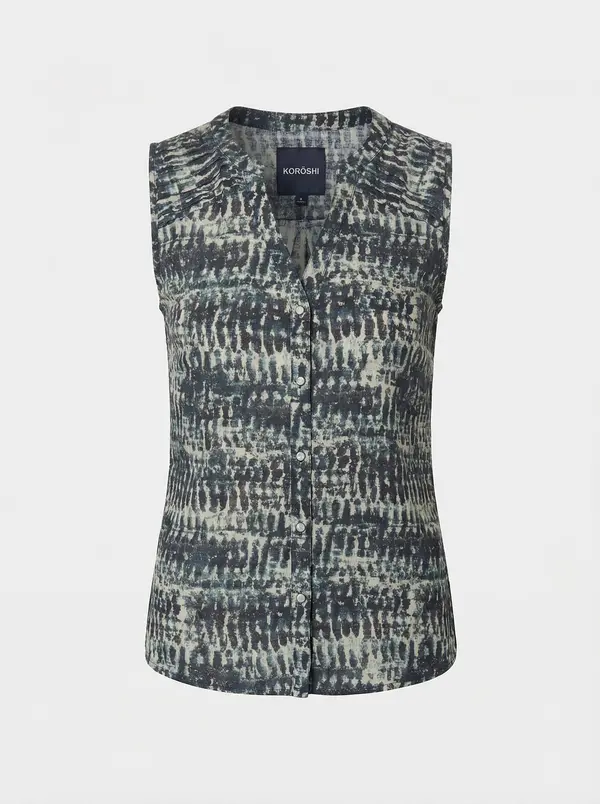 KOROSHI KOROSHI Bluza  cijansko modra / pastelno zelena / črna