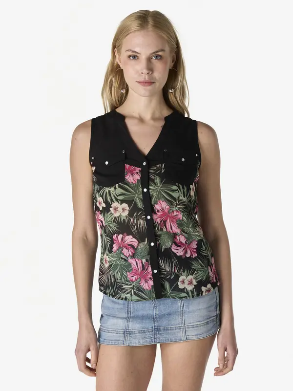 KOROSHI KOROSHI Bluza  kremna / oliva / svetlo roza / črna