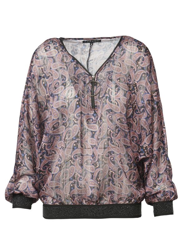 KOROSHI KOROSHI Bluza  modra / svetlo rjava / črna / bela