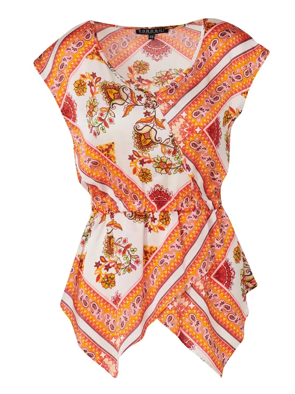 KOROSHI KOROSHI Bluza  oranžna / marelica / rdeča / bela