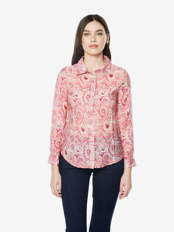 KOROSHI KOROSHI Bluza  pastelno zelena / rosé / pastelno rdeča