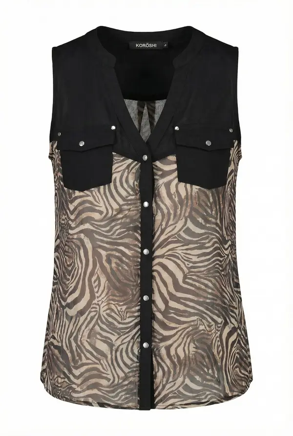 KOROSHI KOROSHI Bluza  rjava / temno siva / črna / off-bela