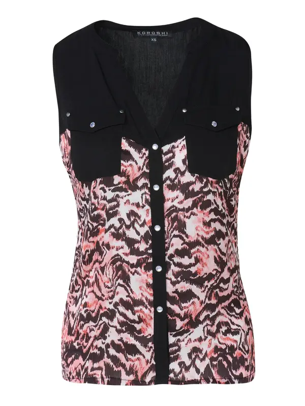 KOROSHI KOROSHI Bluza  roza / rosé / staro roza / črna