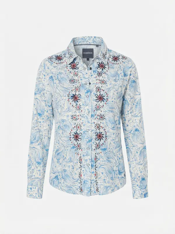KOROSHI KOROSHI Bluza  svetlo modra / temno rjava