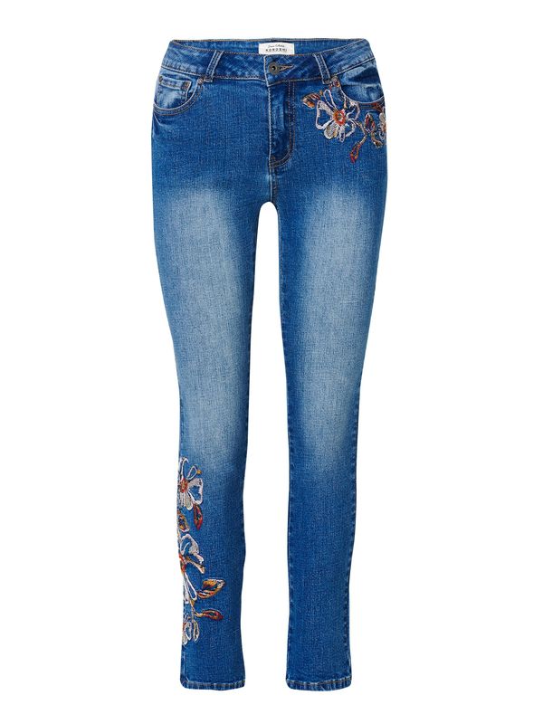 KOROSHI KOROSHI Kavbojke  ecru / moder denim / oranžna / rubin rdeča