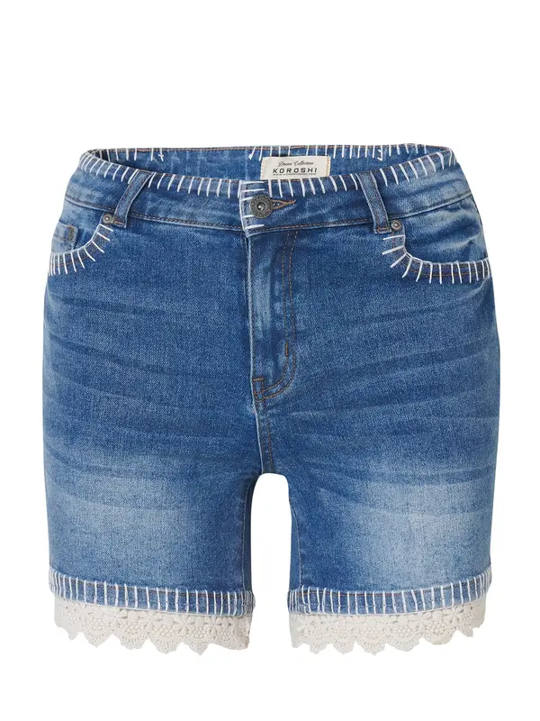 KOROSHI KOROSHI Kavbojke  moder denim / off-bela