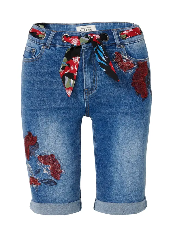 KOROSHI KOROSHI Kavbojke  moder denim / rubin rdeča / črna / bela