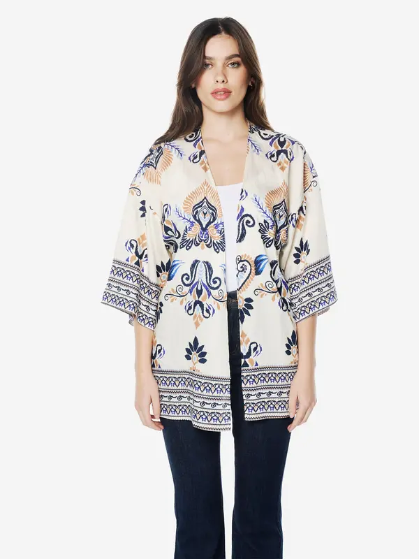 KOROSHI KOROSHI Kimono  pesek / modra / bela
