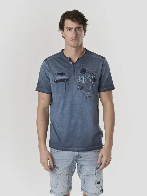 KOROSHI KOROSHI Majica  marine / moder denim / pastelno modra / vinsko rdeča