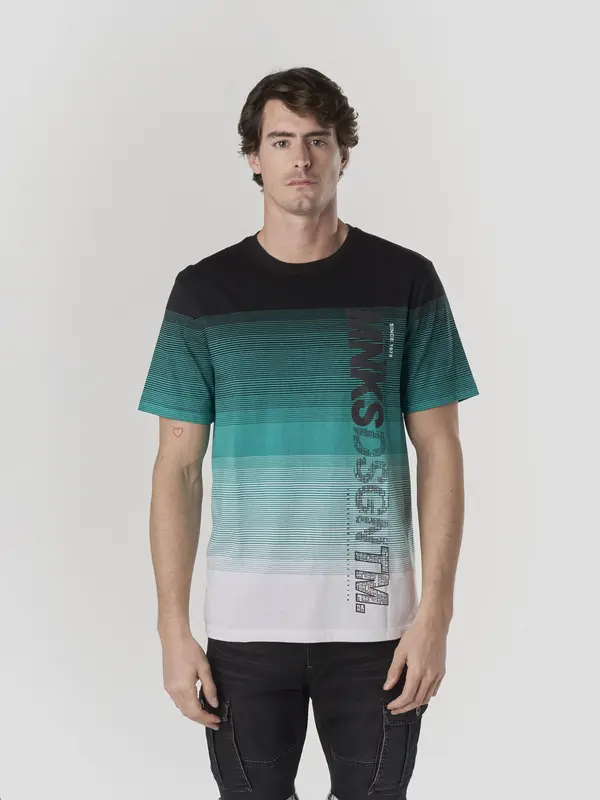 KOROSHI KOROSHI Majica  petrol / meta / črna / bela