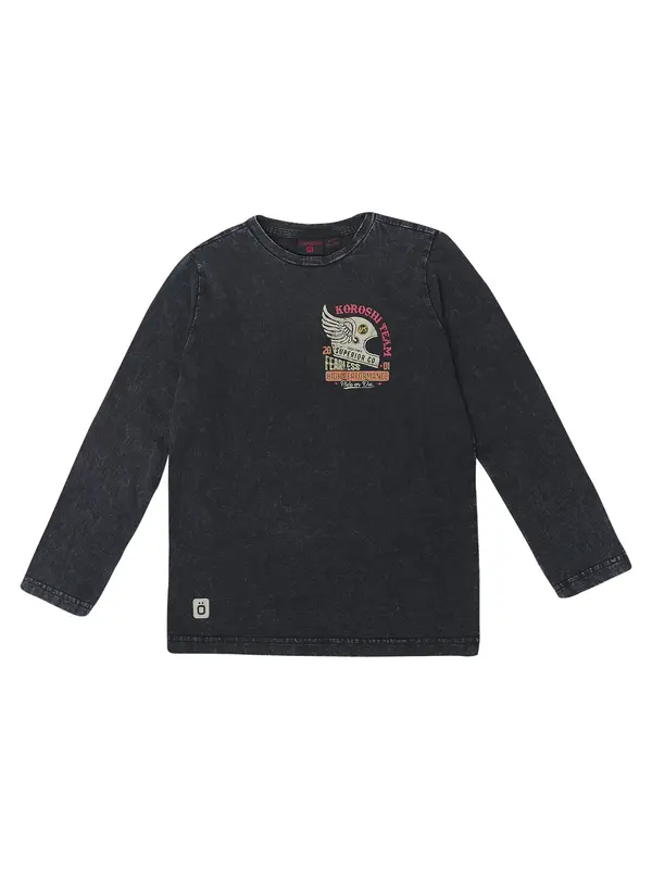 KOROSHI KOROSHI Majica  rumena / siva / češnjevo rdeča / črn denim