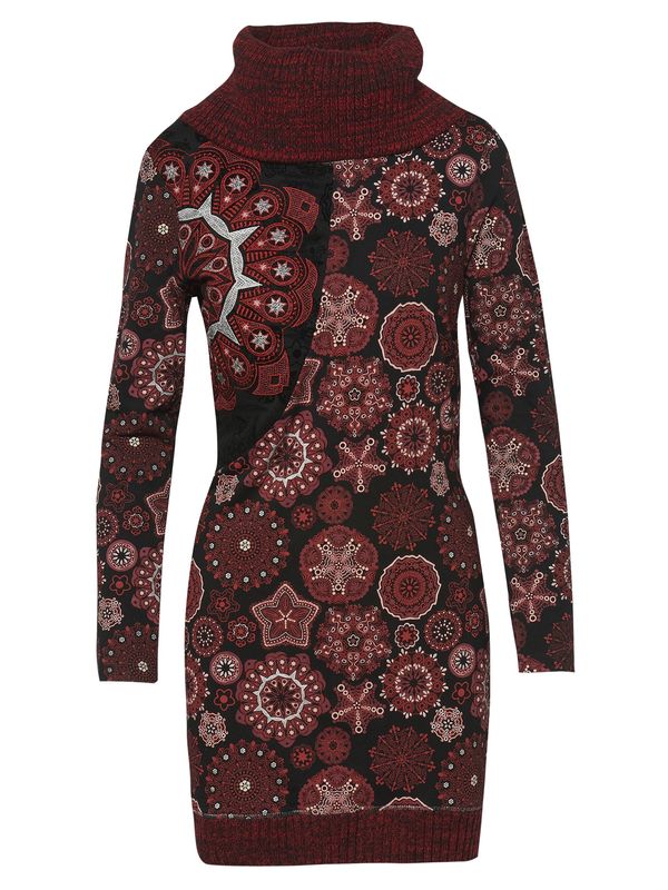 KOROSHI KOROSHI Obleka  kremna / rdeča / črna / srebrna