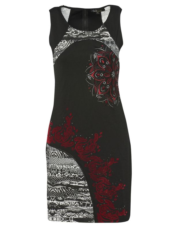 KOROSHI KOROSHI Obleka  temno siva / karminsko rdeča / bela