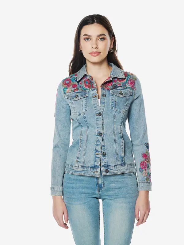 KOROSHI KOROSHI Prehodna jakna  moder denim / kari / petrol / roza