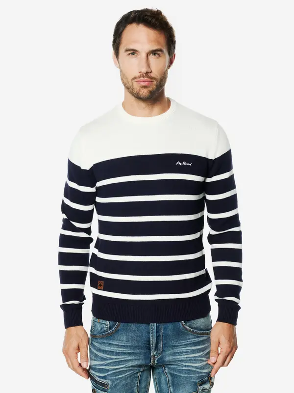 KOROSHI KOROSHI Pulover  marine / off-bela